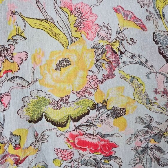 Z & L Floral Boho Tunic Caftan Top Dress Coverup S or Medium Lightweight Green - Picture 3 of 11